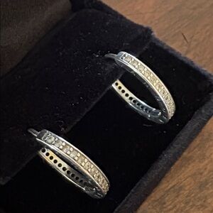 Pandora Silver Hoop Earrings with Logo